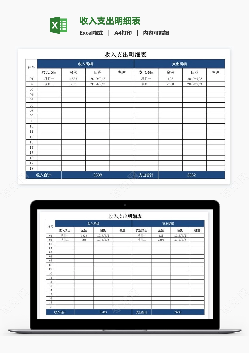 收入支出明细表