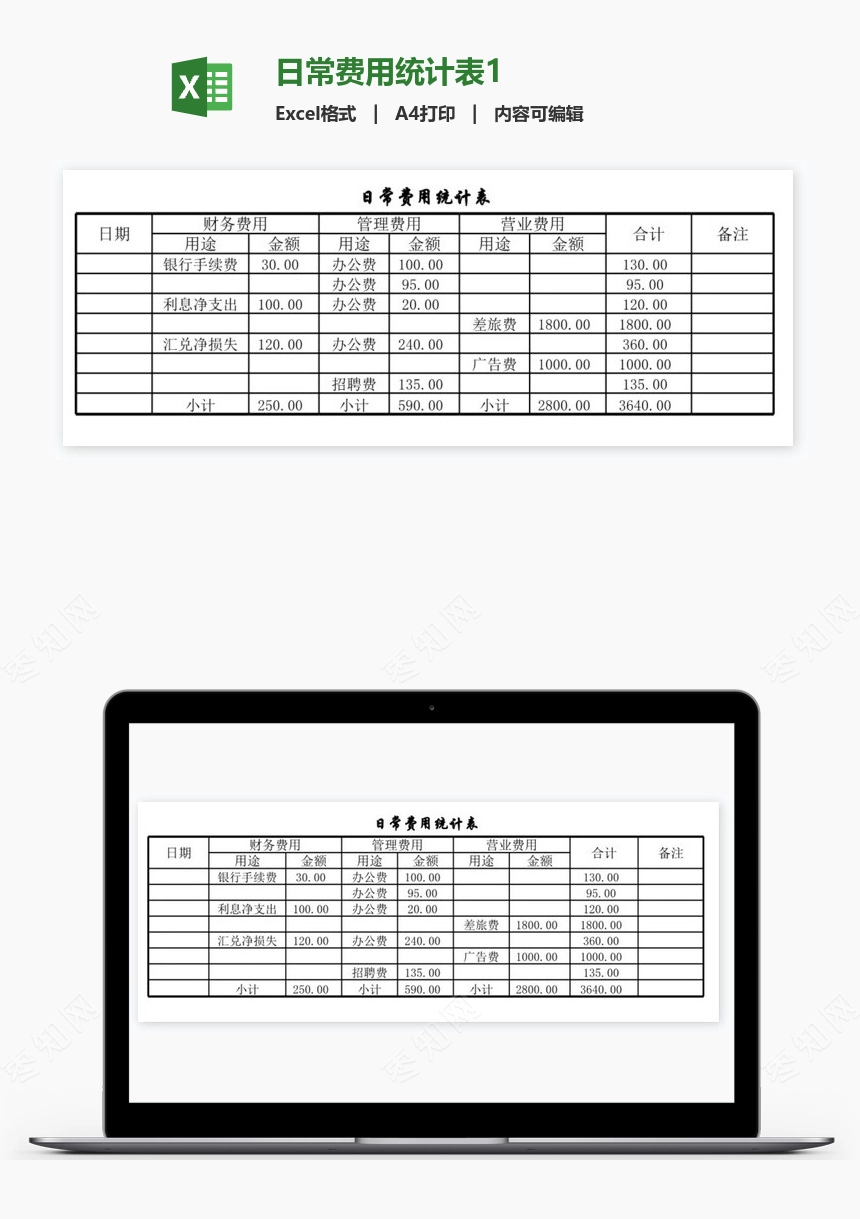 日常费用统计表1