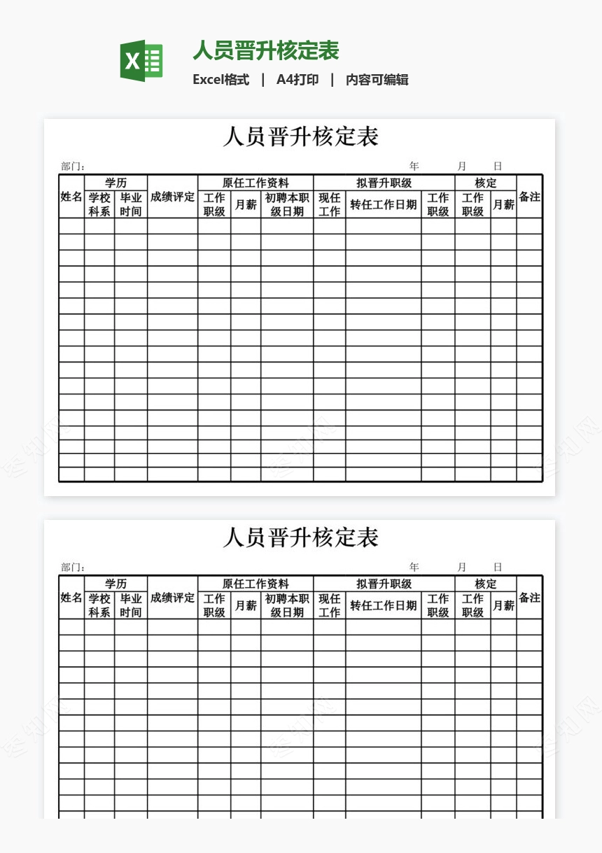 人员晋升核定表