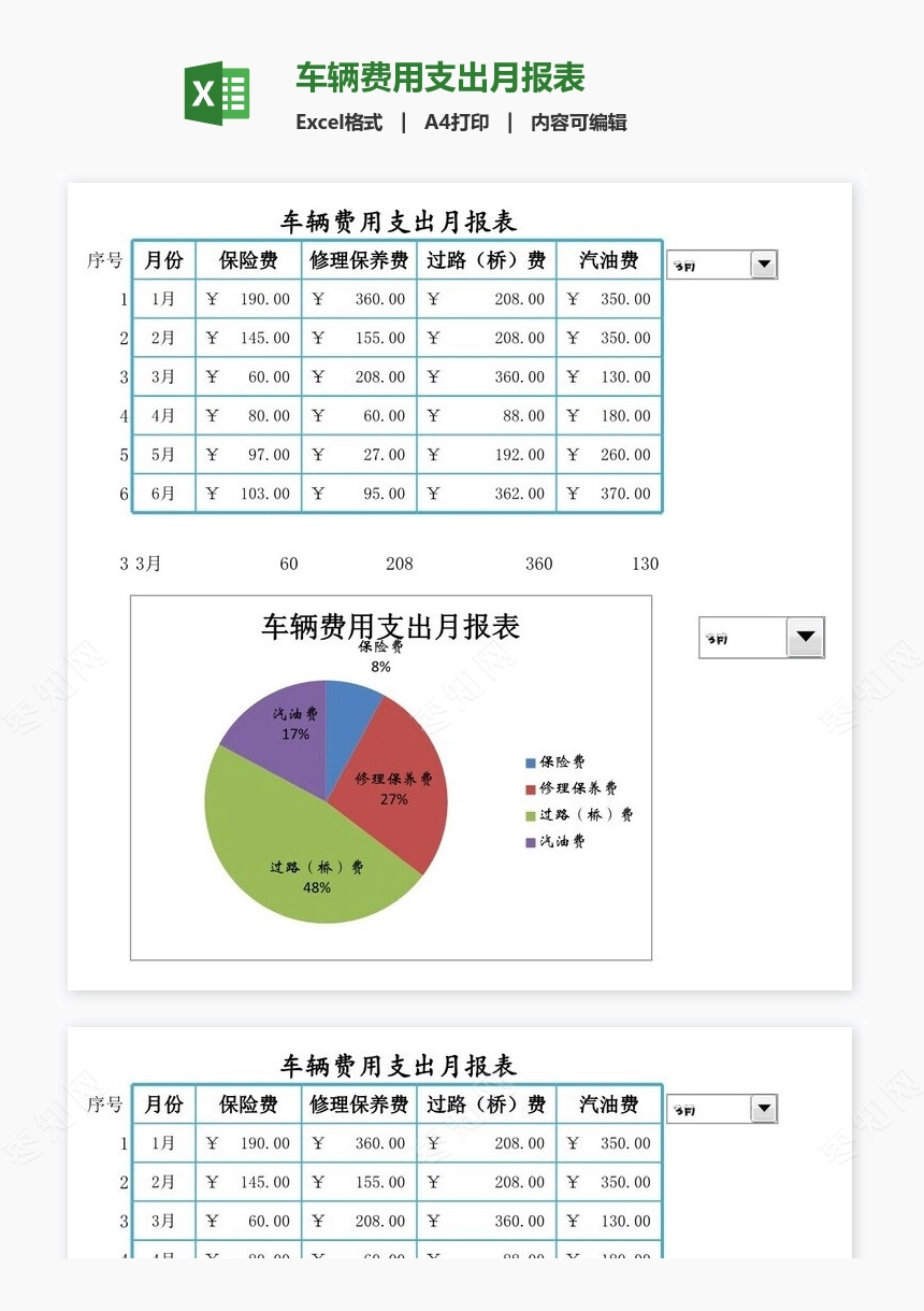 车辆费用支出月报表