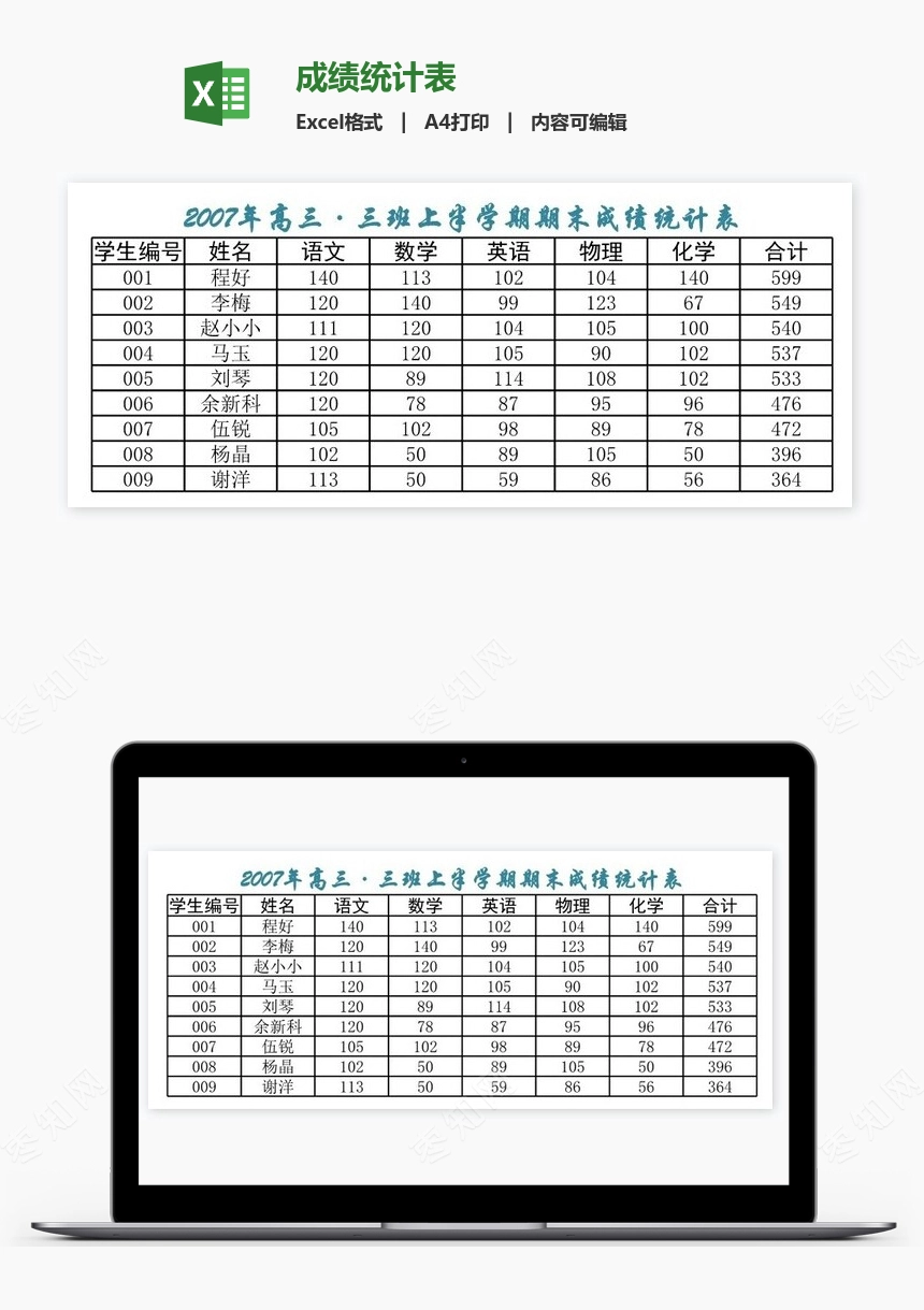 成绩统计表