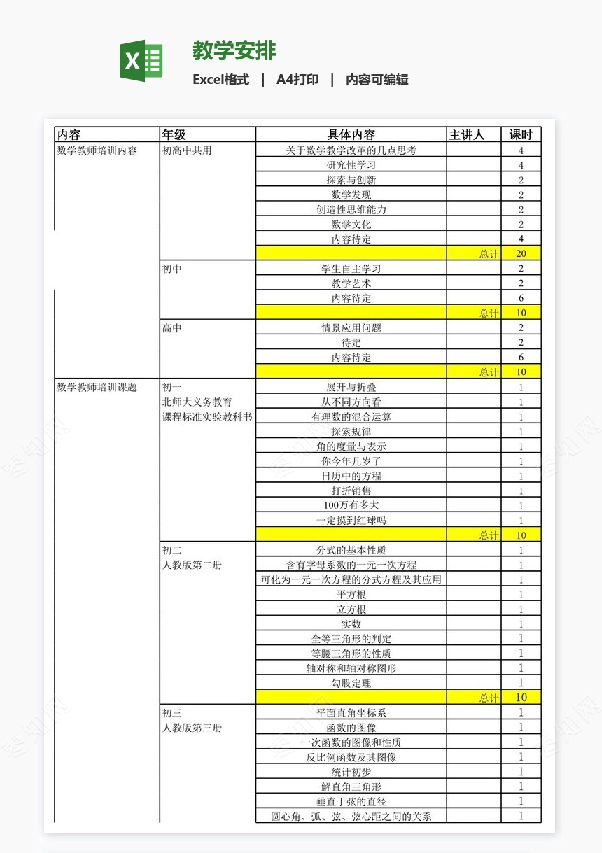 教学安排